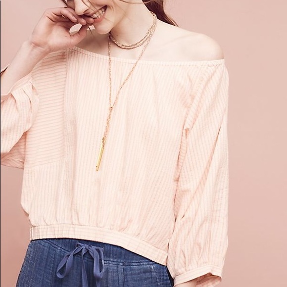 ANTHROPOLOGIE Holding Horses Blush Striped Blouse - Picture 2 of 6